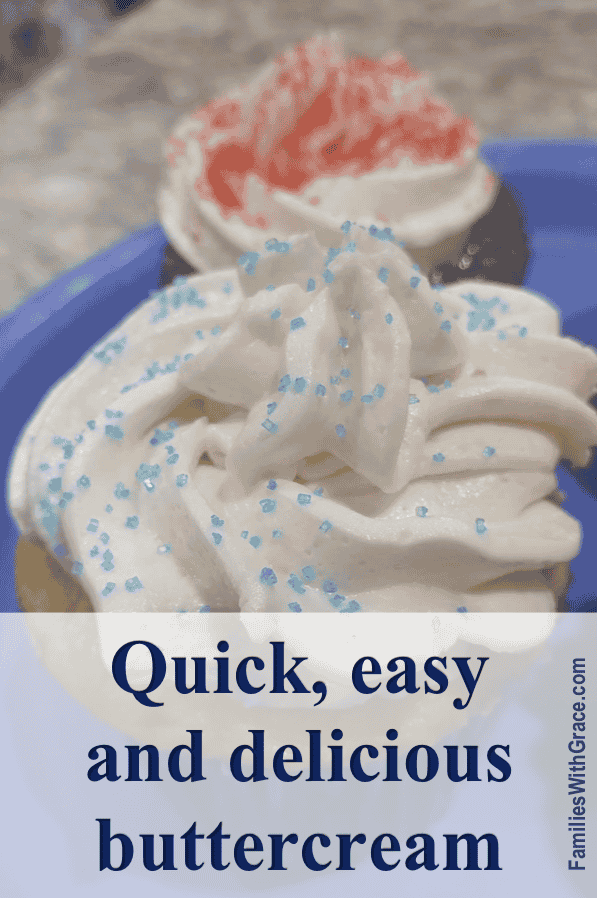 Quick and easy buttercream frosting Pinterest image