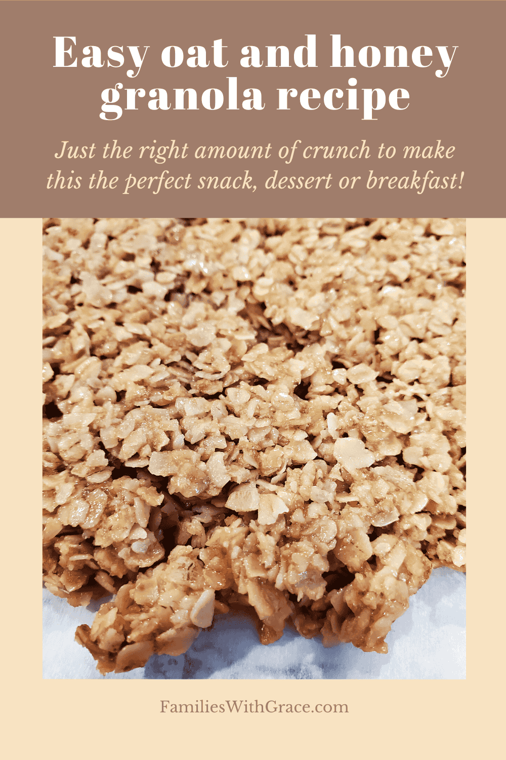 Easy oat and honey granola recipe Pinterest image