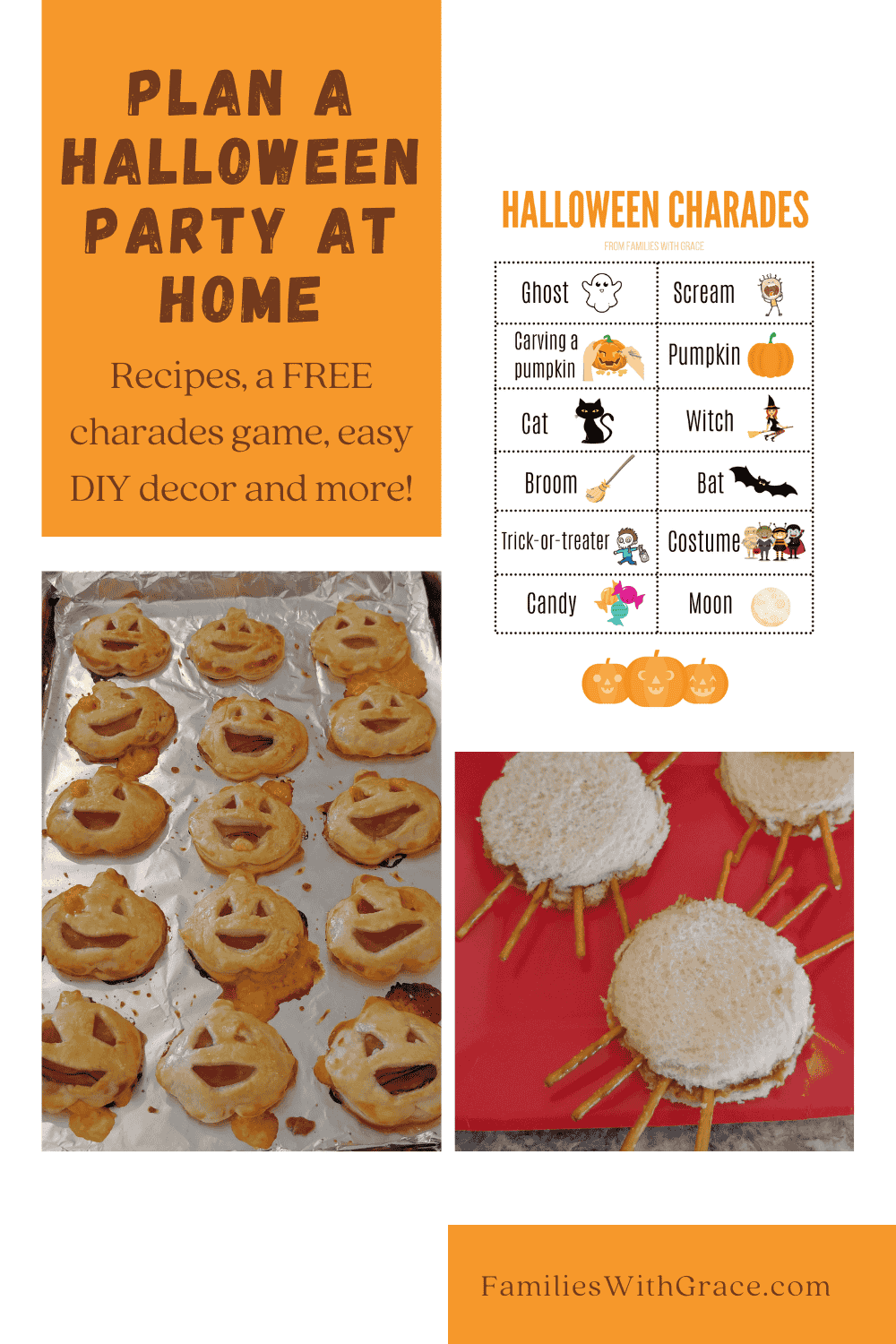 Plan a Halloween party at home (with recipes and FREE Halloween charades!)