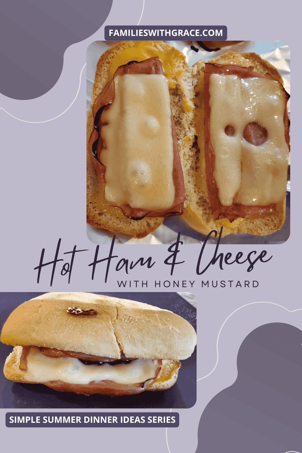 Hot ham and cheese subs with honey mustard