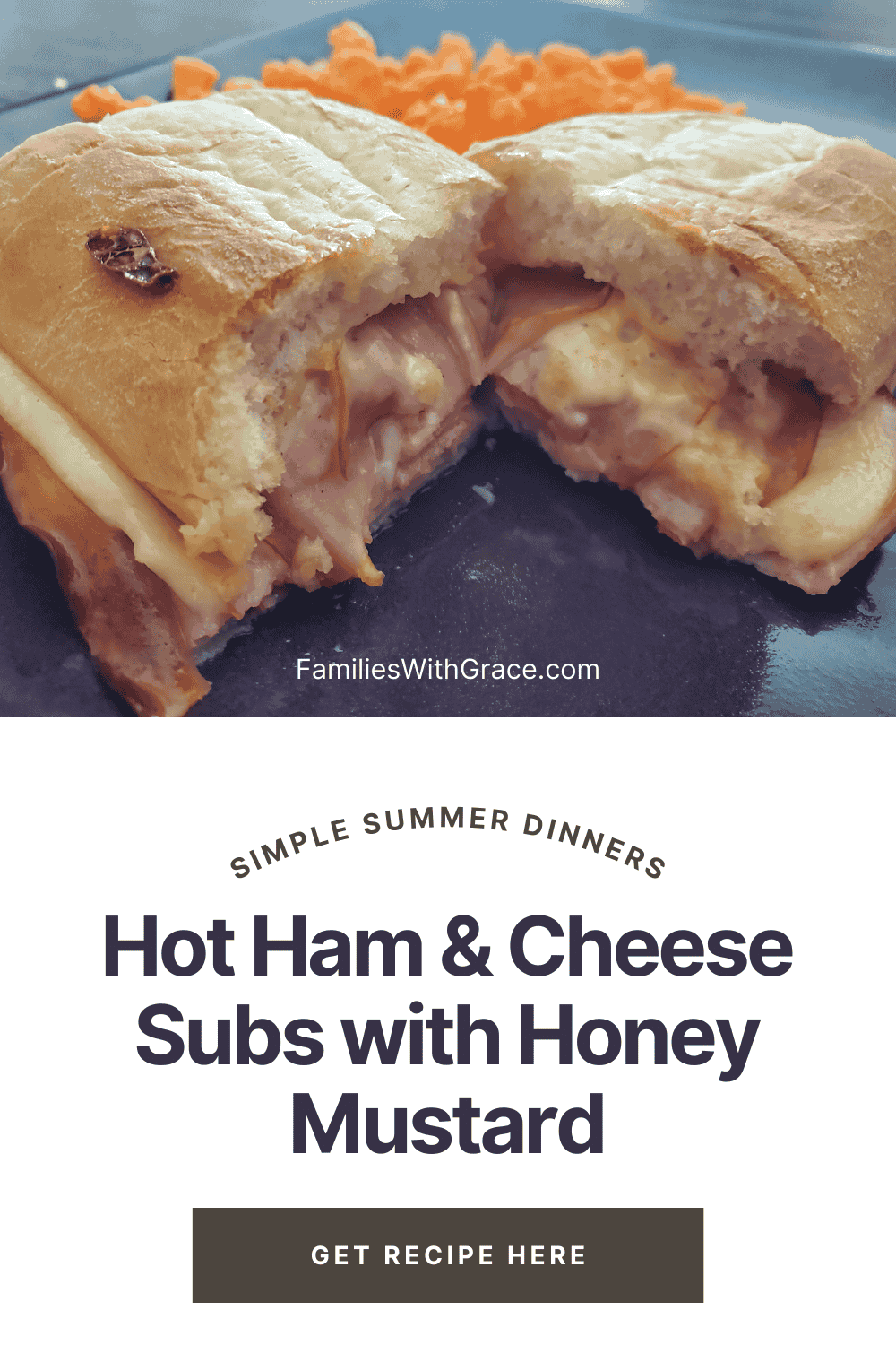 Hot ham and cheese subs with honey mustard