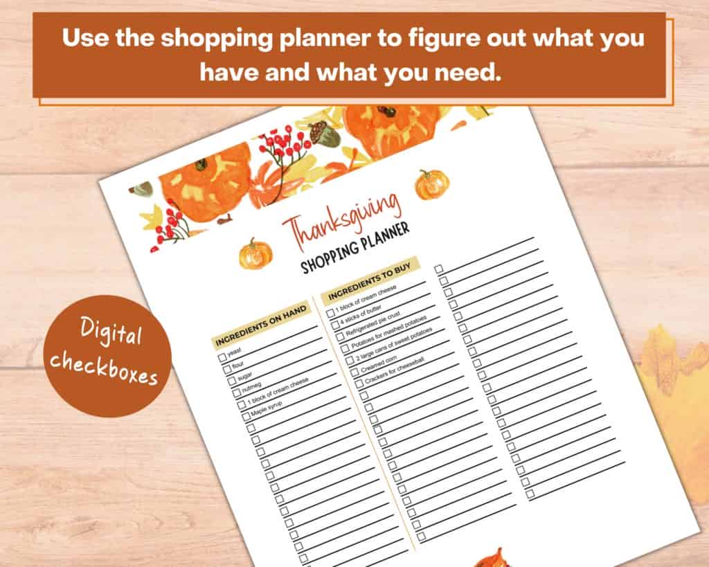 Thanksgiving shopping planner