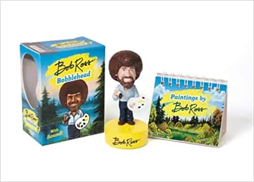 Gag gift ideas: talking Bob Ross bobblehead with book of paintings