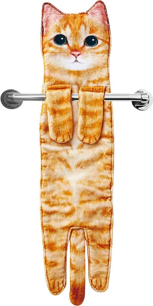 Gag gift ideas: Hanging cat washcloth