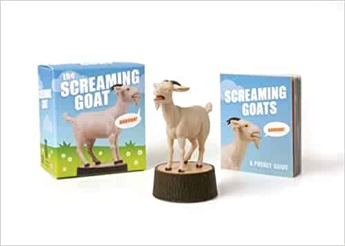Gag gift ideas: Screaming goat figurine and book