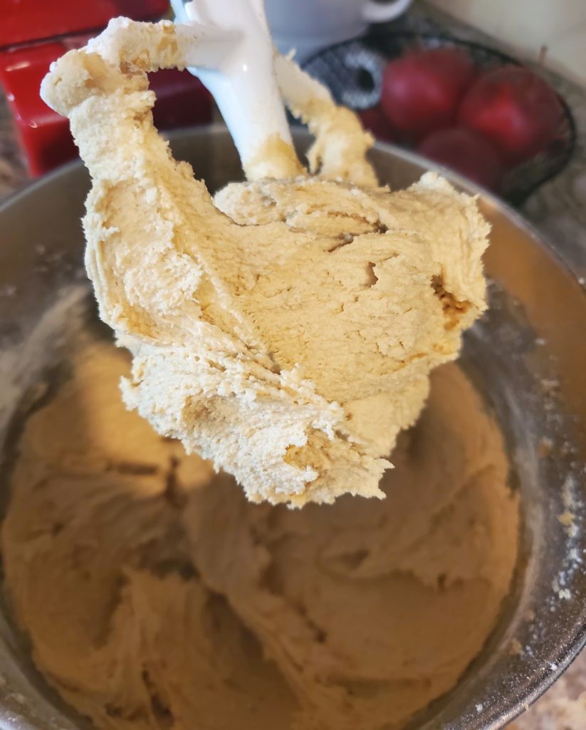 The thick, but soft "dough" that forms for this edible chocolate chip cookie dough recipe