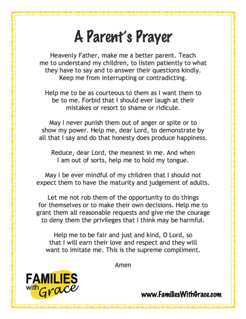 A parent\'s prayer -- FREE printable!