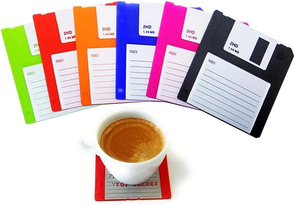 Set of 6 floppy disk coasters