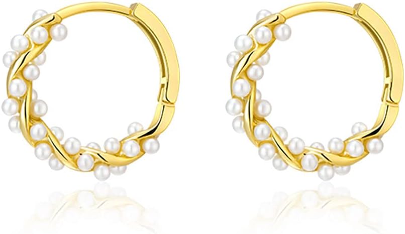 Pearl twist hoop earrings