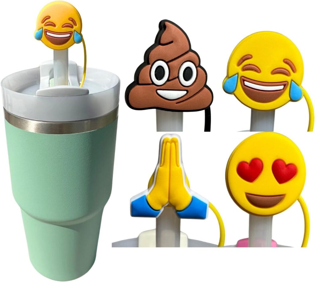 Fun Christmas gift ideas: Emoji straw toppers