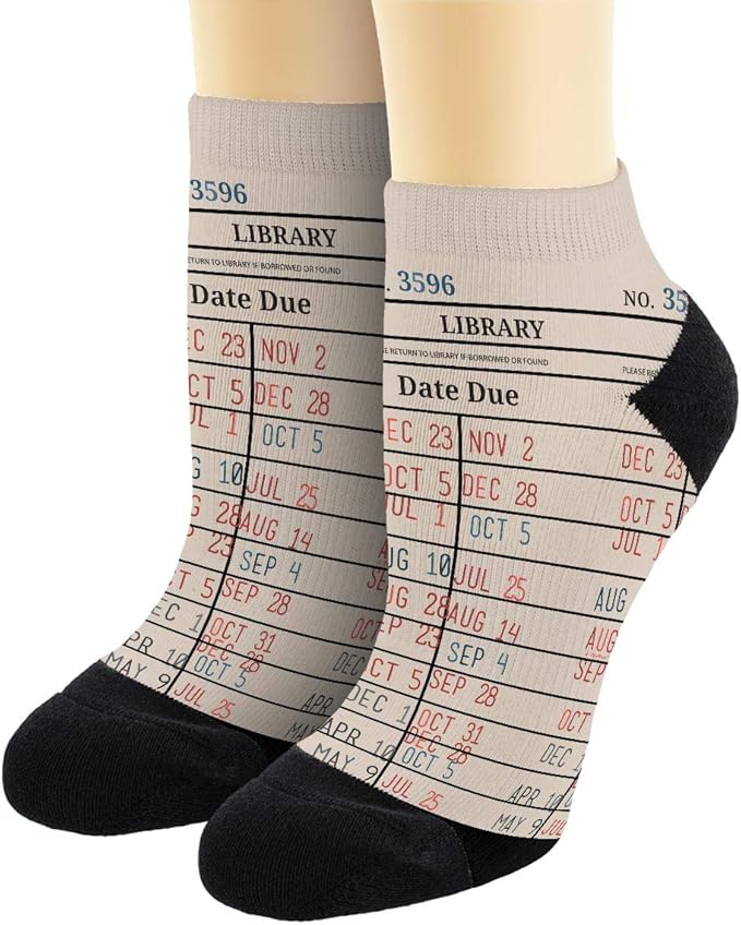 Fun Christmas gift ideas: Library check-out card socks