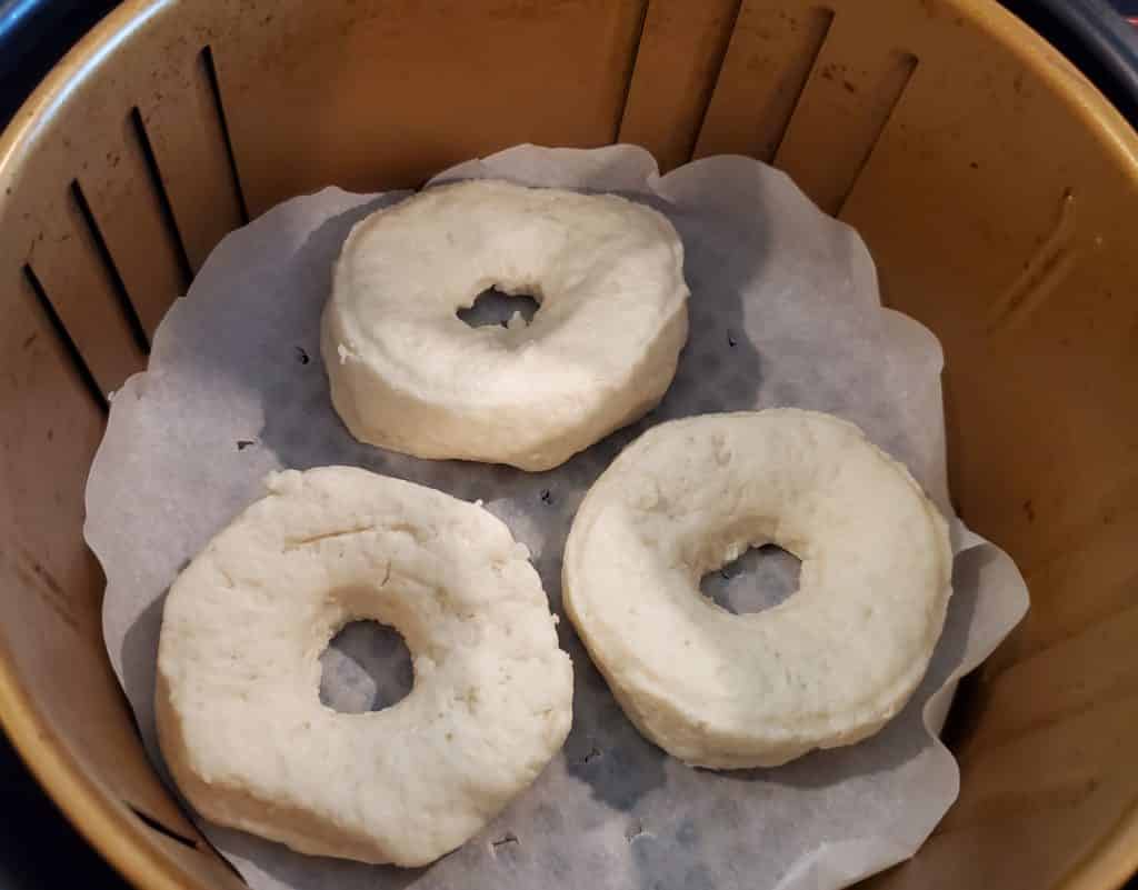 Air fry doughnuts in the air fryer basket