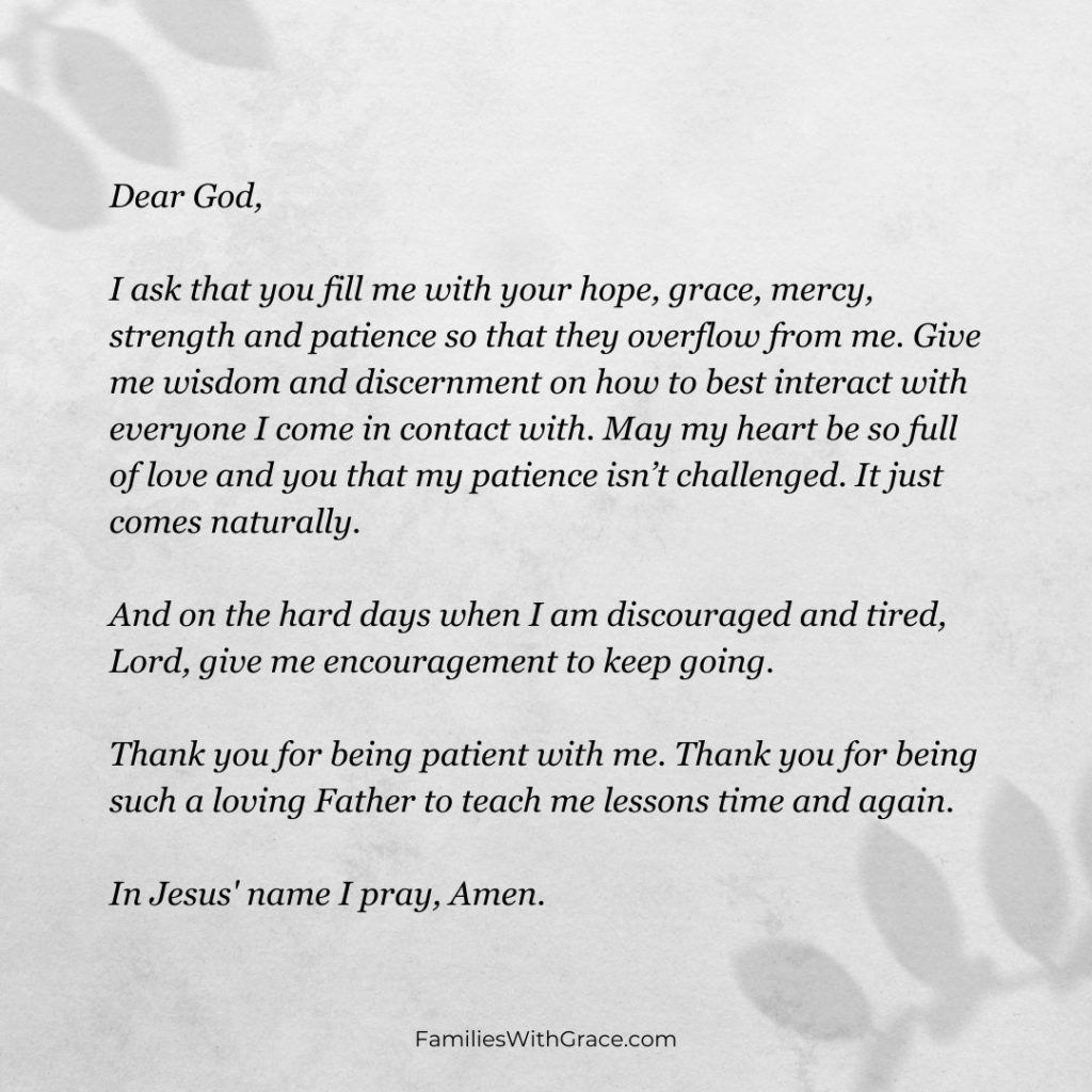 A prayer for being patient with others