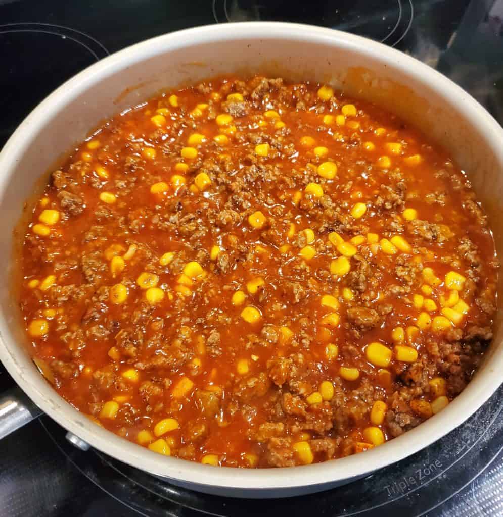 Taco soup cooking on the stovetop