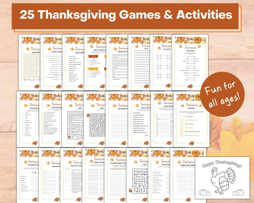25 Thanksgiving games and activities bundle