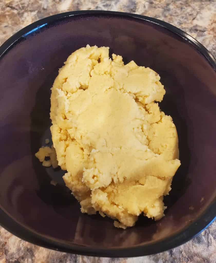 The sugar cookie dough mixed all together