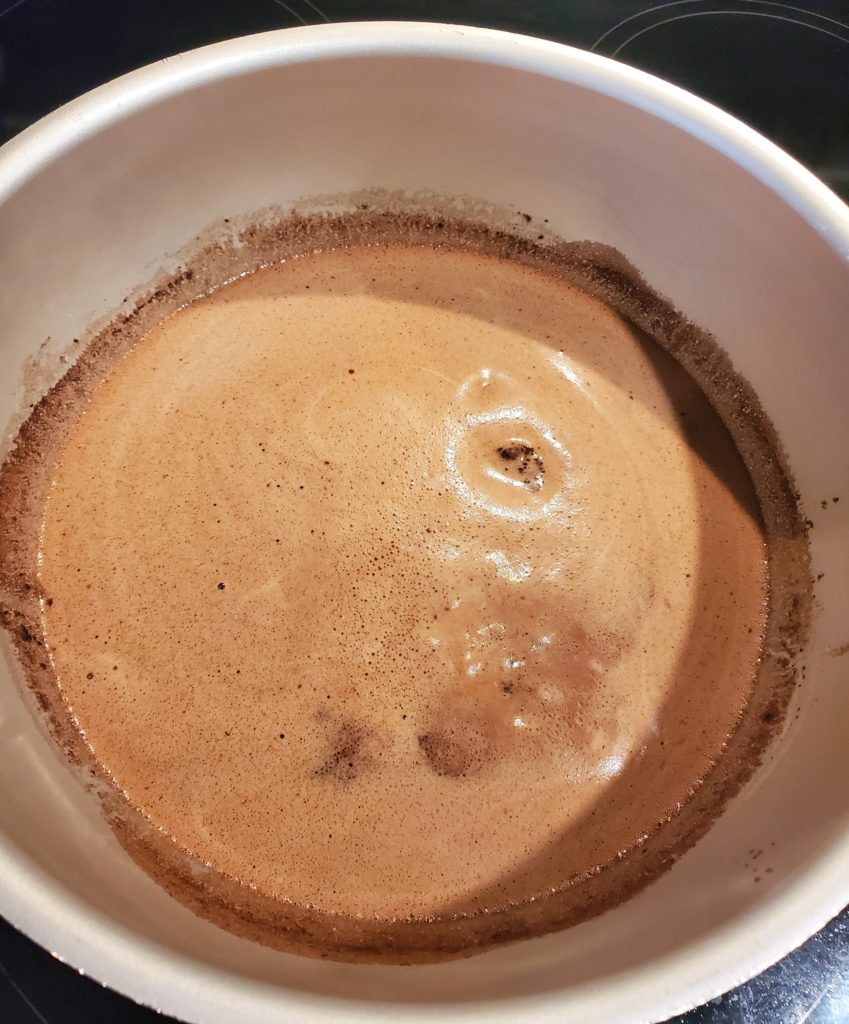The boiling cocoa powder mixture