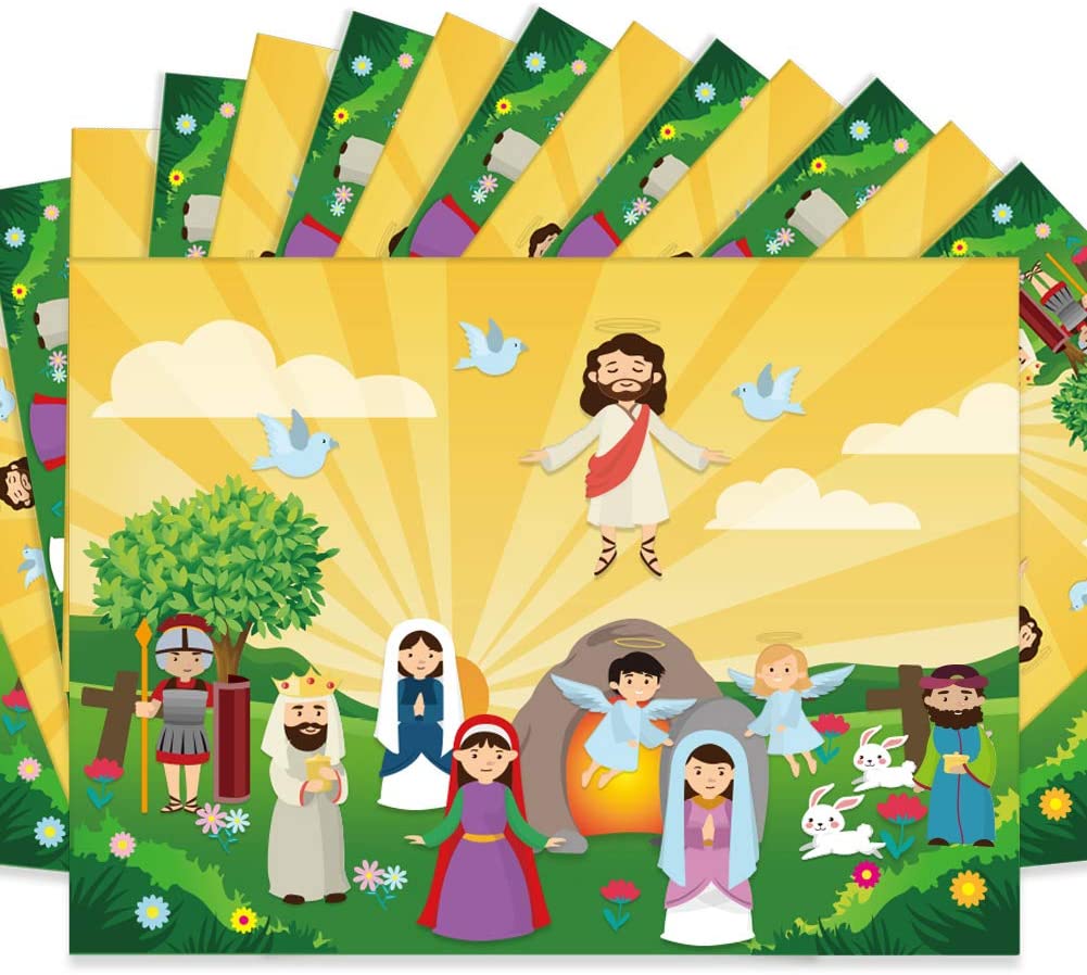 Reusable sticker sheets with the Easter story