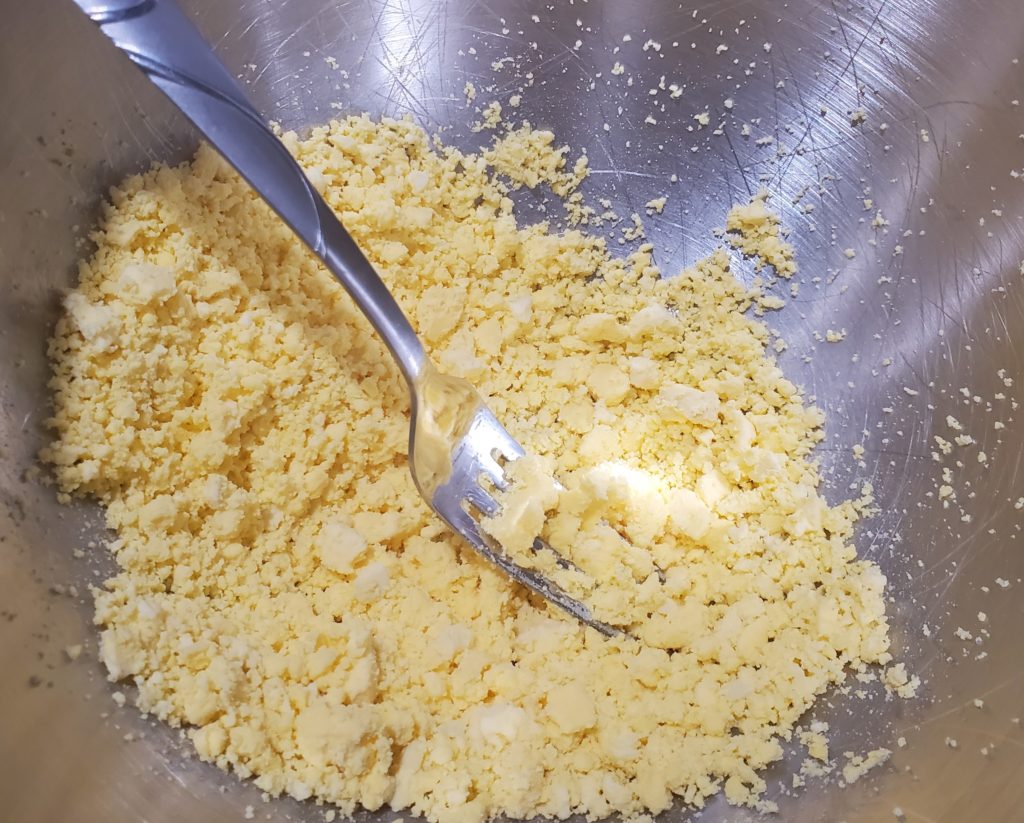 The mashed egg yolk ready for this deviled eggs recipe