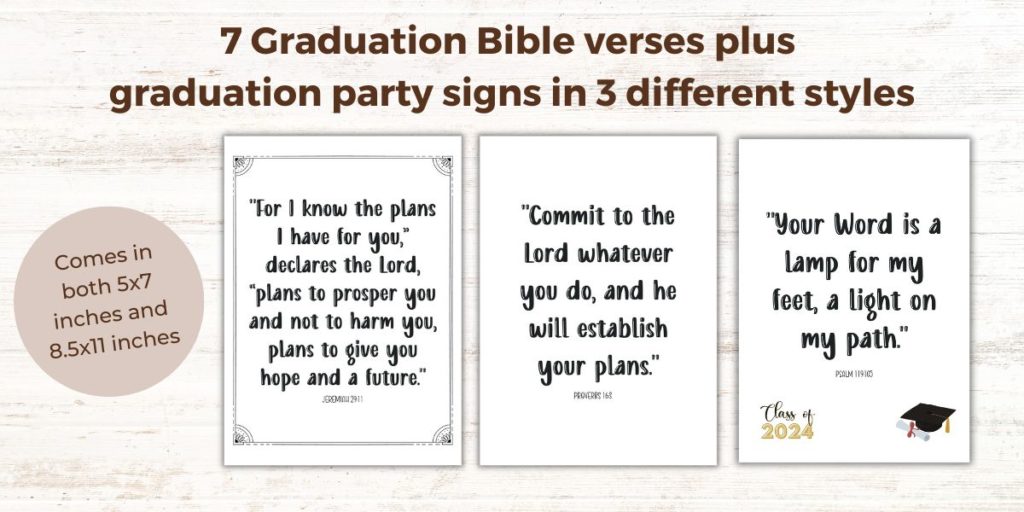 Graduation Bible verses in three different sizes