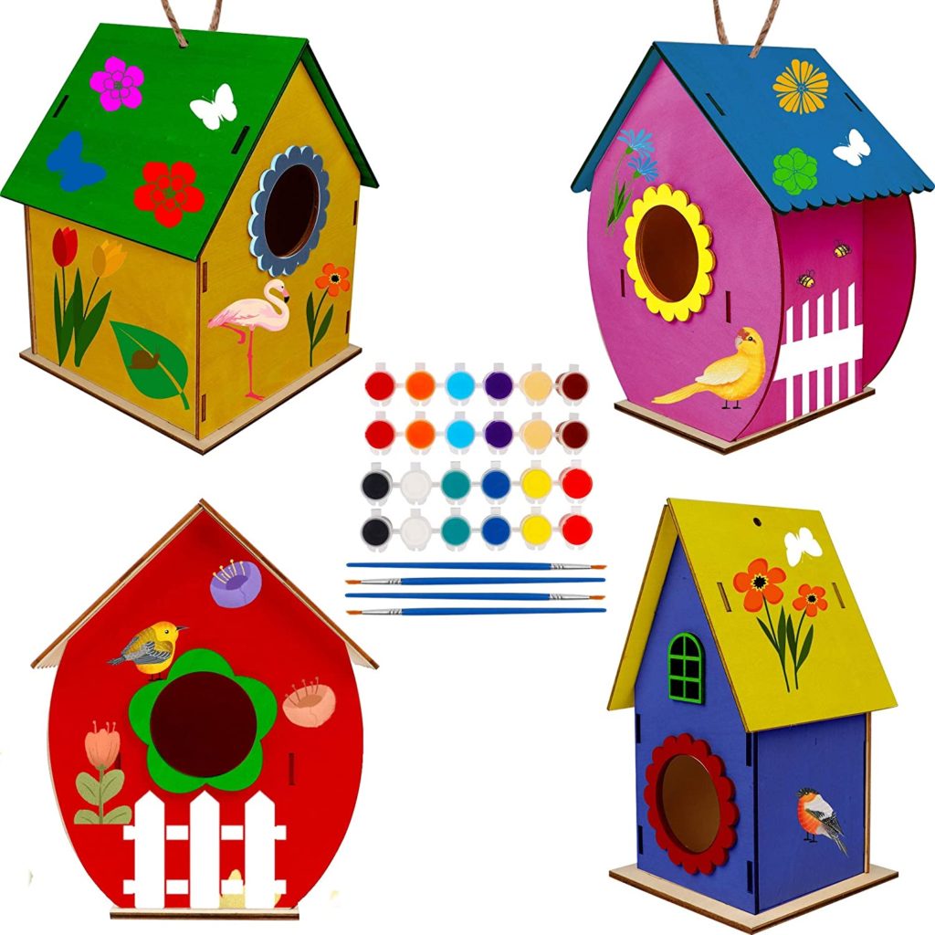 4-pack DIY birdhouse assembly and painting kit