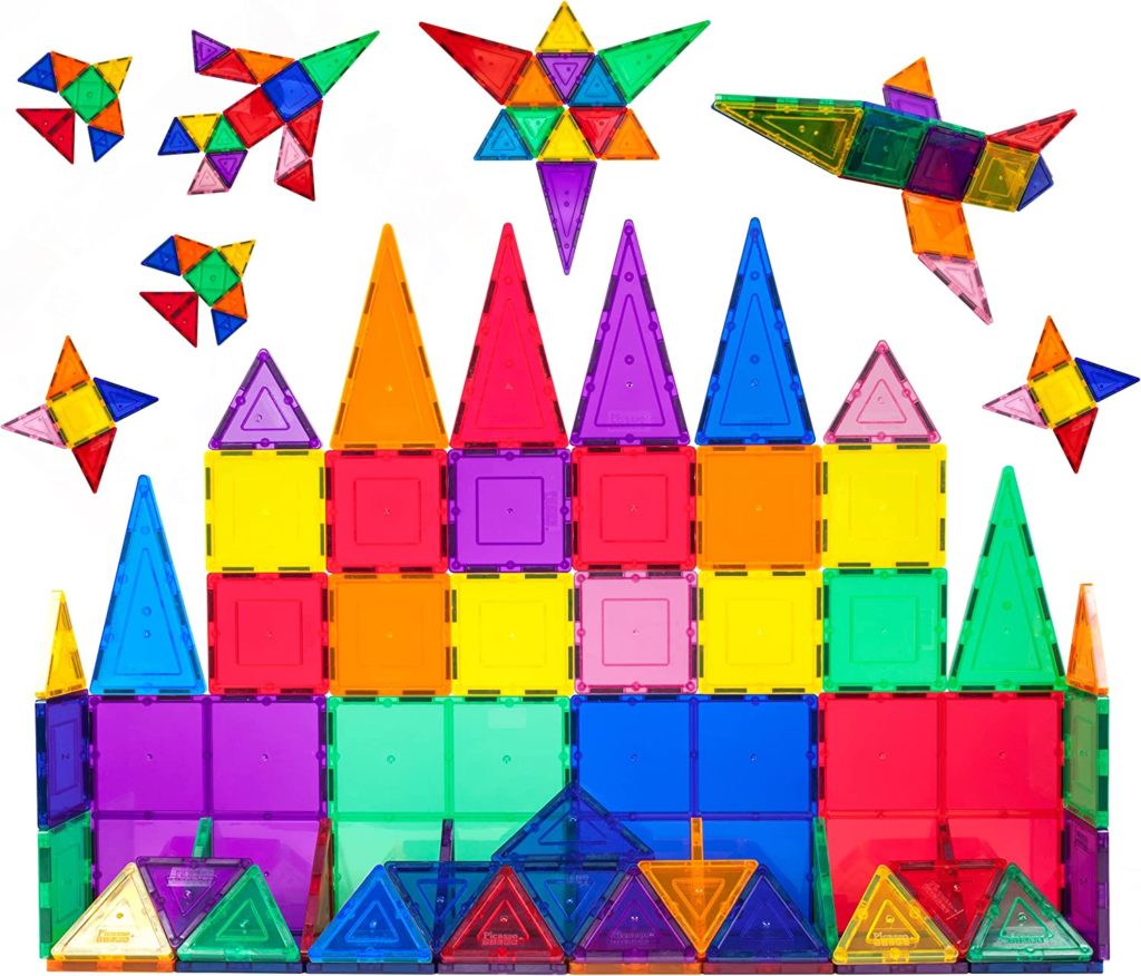 60-piece set of magnet building tiles are great indoor family fun
