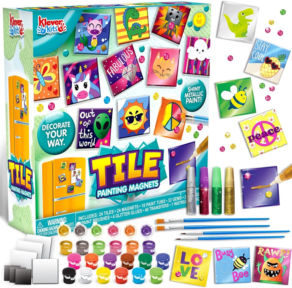 Magnetic mini tiles art kit is a great rainy day family activity