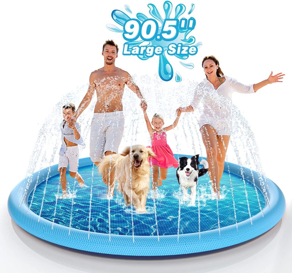 Extra large splash pad at 90.5 inches or 7.5 feet