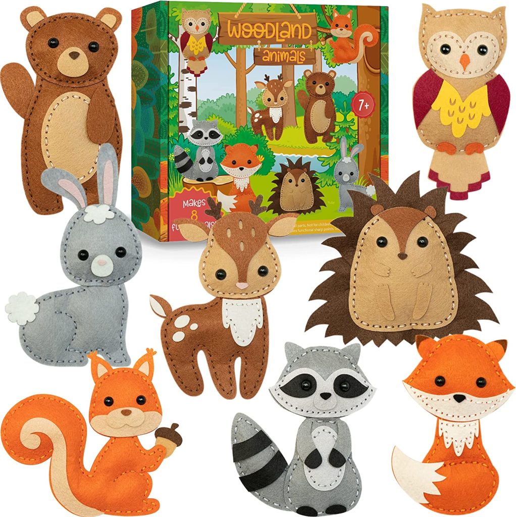 Sew your own felt animals craft kit: woodland animals for kids 7 to 12