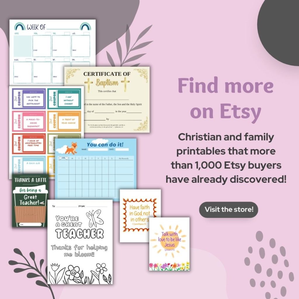 Find more on Etsy in the Families with Grace Etsy store that has Christian and family printables. 