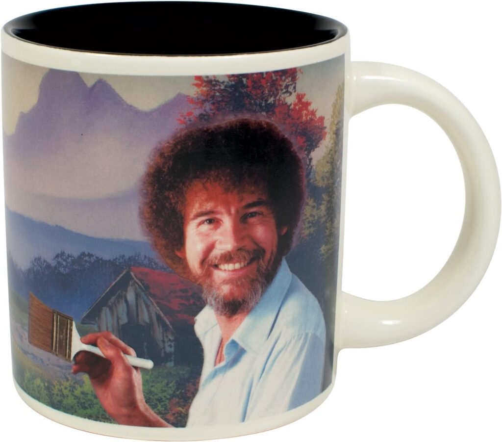 Fun gifts for white elephant exchange: Bob Ross color changing mug