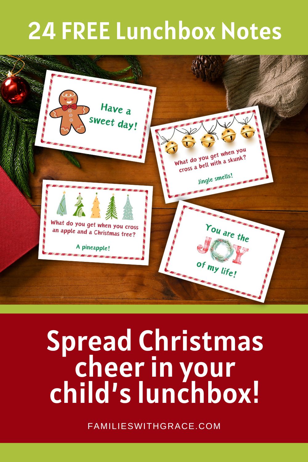 Free printable Christmas lunchbox notes and jokes