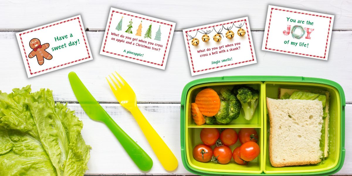 Free printable Christmas lunchbox notes and jokes