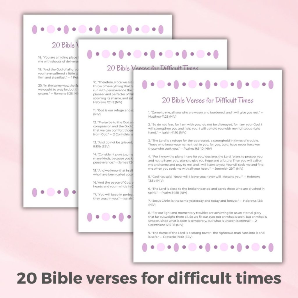 Inspirational quotes from the Bible for difficult times list