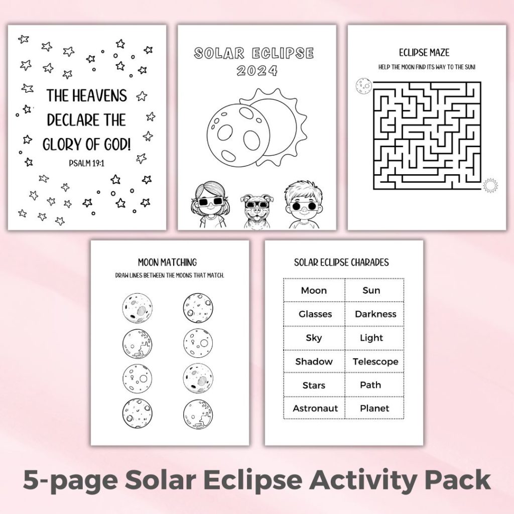 Solar eclipse printables: Activity pack for kids