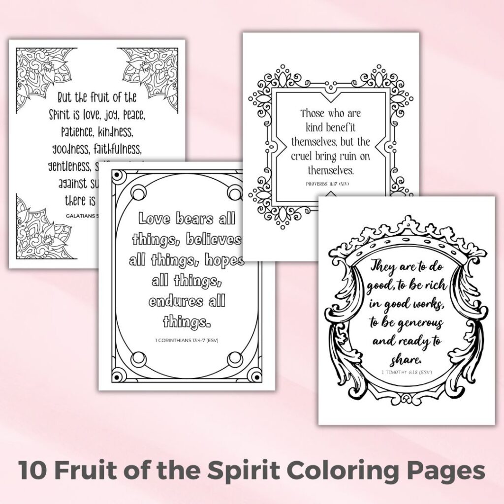 Free Fruit of the Spirit worksheets for adults: Coloring pages