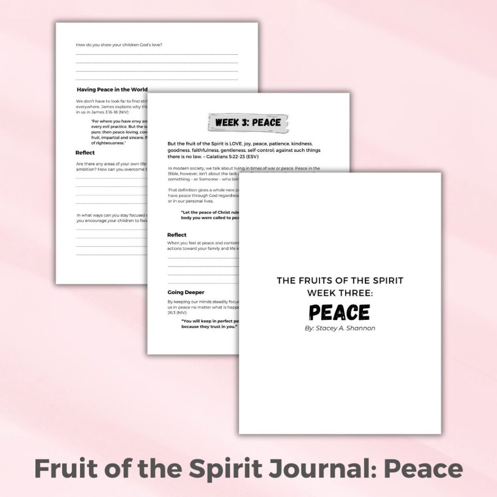 Free Fruit of the Spirit journal for moms: Peace