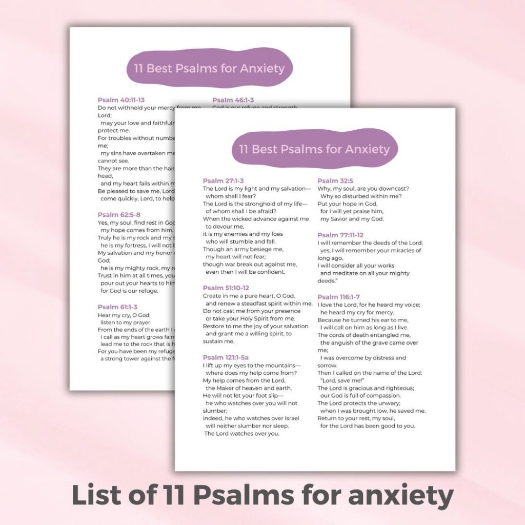 List of 11 Psalms for anxiety