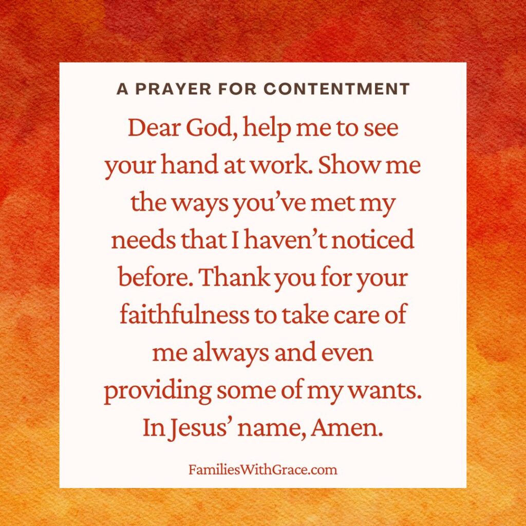 A prayer for contentment