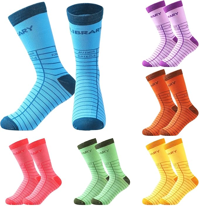 Quirky and fun Christmas gifts for everyone on your list: Library card socks