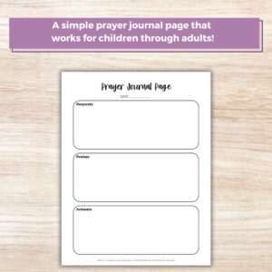 A free prayer journal page great for teaching children to pray