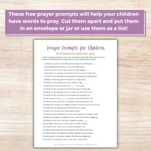 Free prayer prompts for teaching children to pray