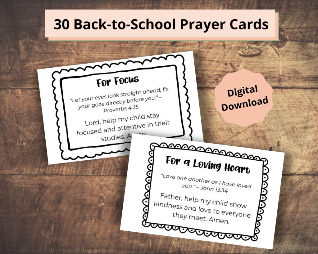 30 back-to-school prayer cards