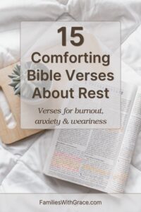Bible verses about rest for busy moms Pinterest image 4