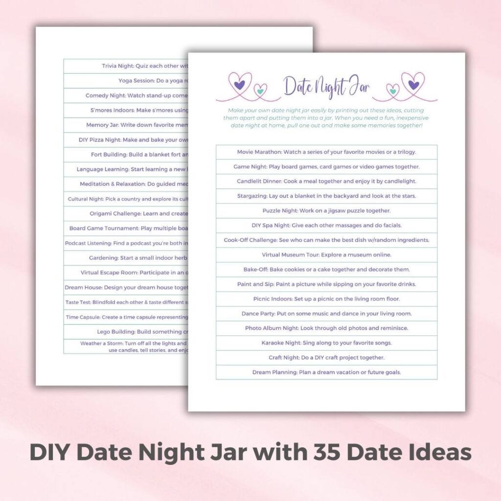 DIY Date night jar with date ideas for married couples