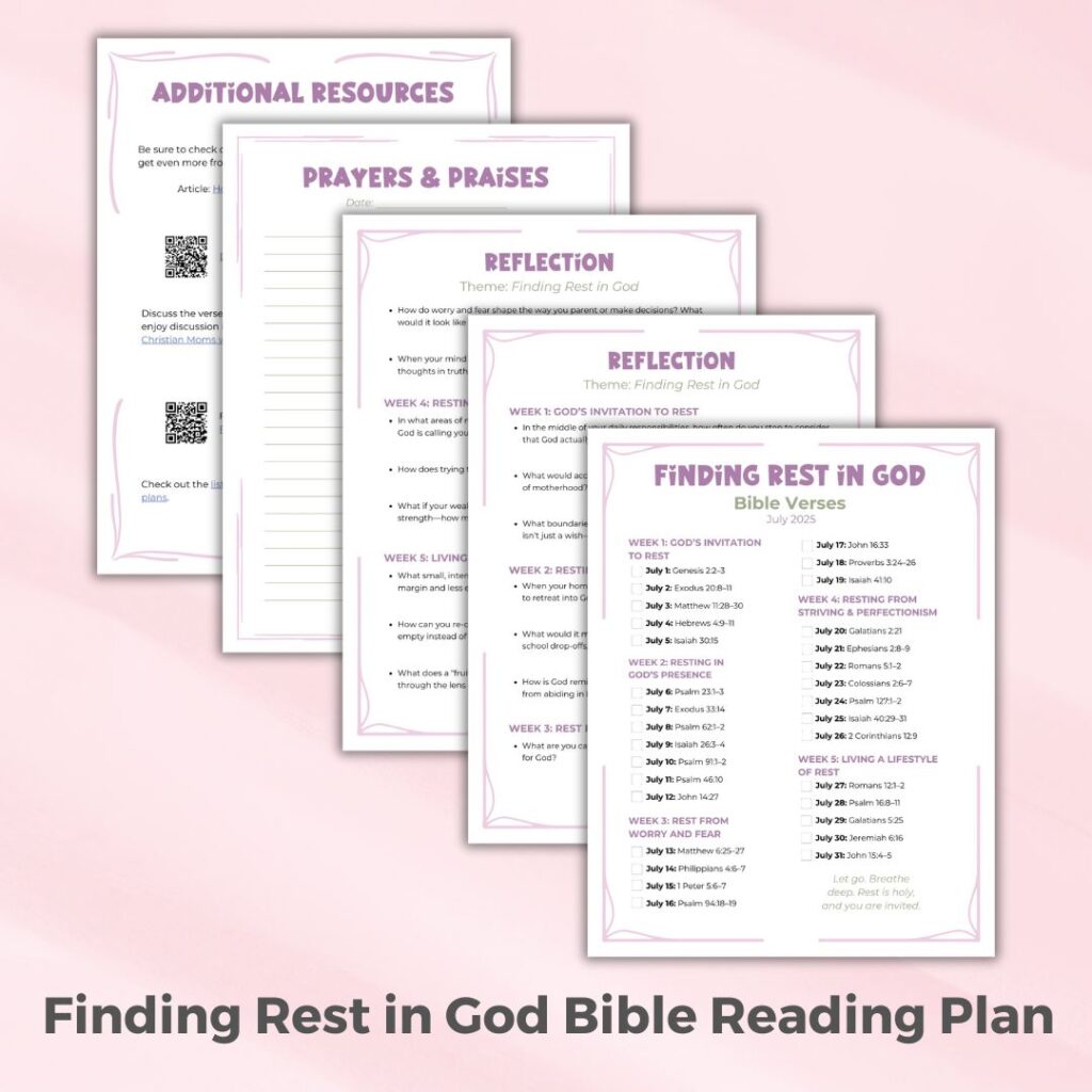 Free Bible reading plan for moms about finding rest in God