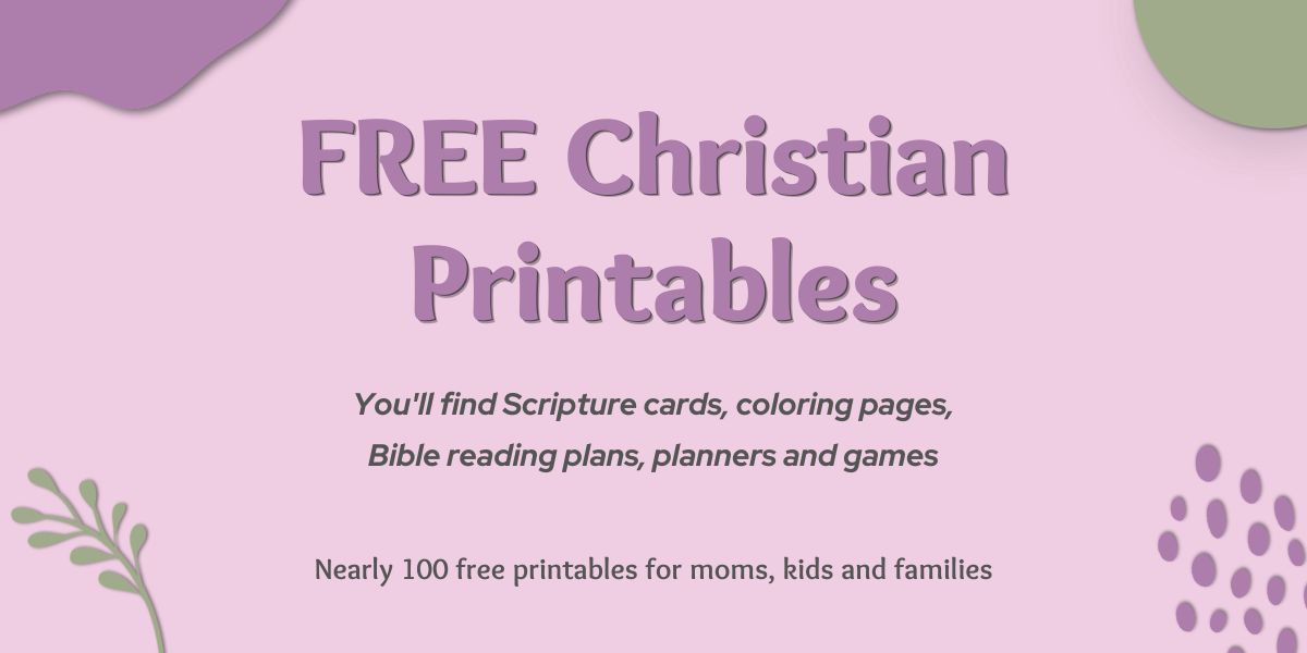 Free Christian printables from Families with Grace: Scripture cards, coloring pages, Bible reading plans, planners and games