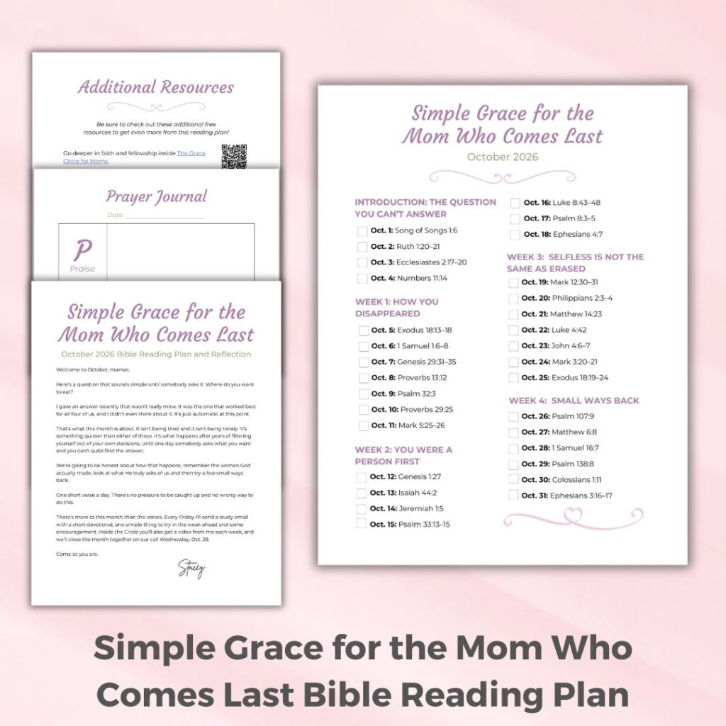 Simple Grace for the Mom Who Comes Last free 31-day Bible reading plan and study for Christian moms
